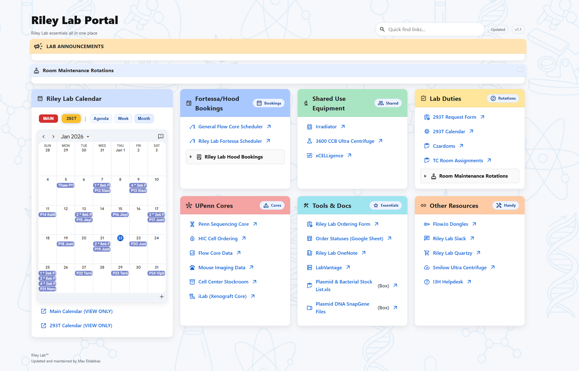 Riley Lab Portal Website Preview